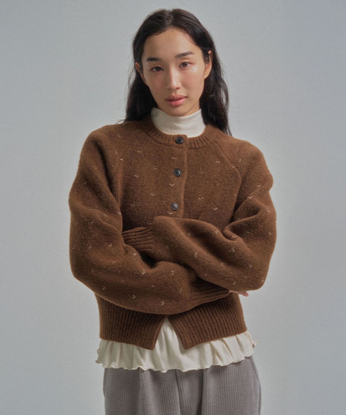 망고매니플리즈(MANGO MANY PLEASE) DANI WOOL CARDIGAN_BROWN