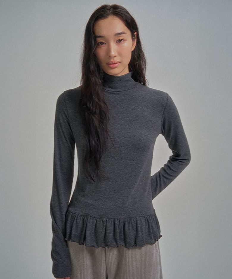 COON FRILL TURTLE TEE_CHARCOAL