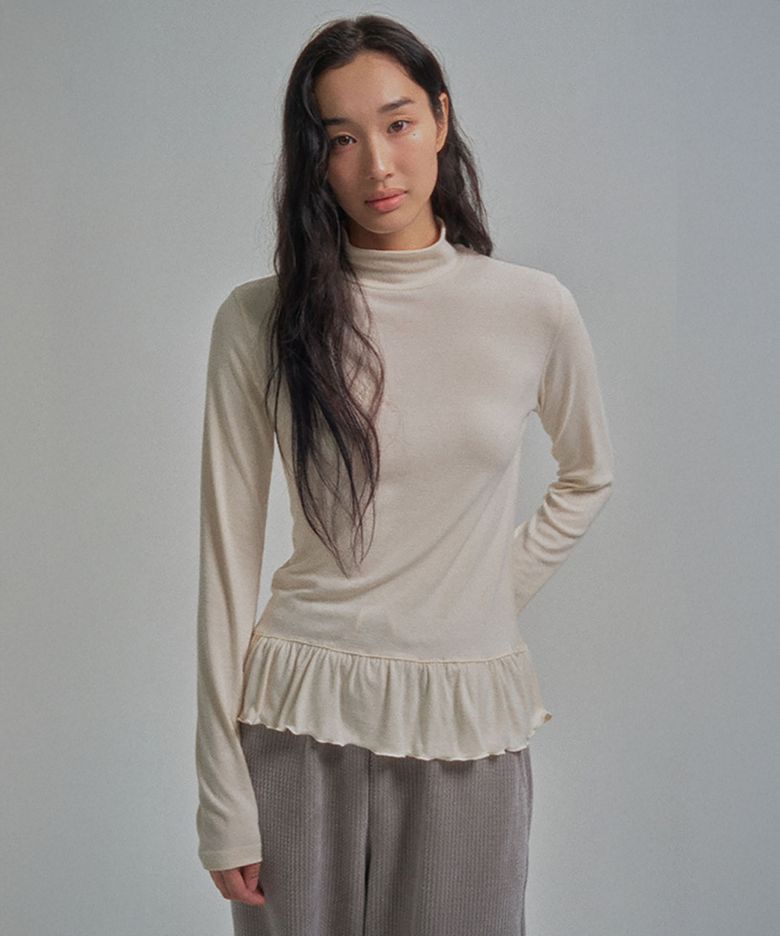 COON FRILL TURTLE TEE_CREAM