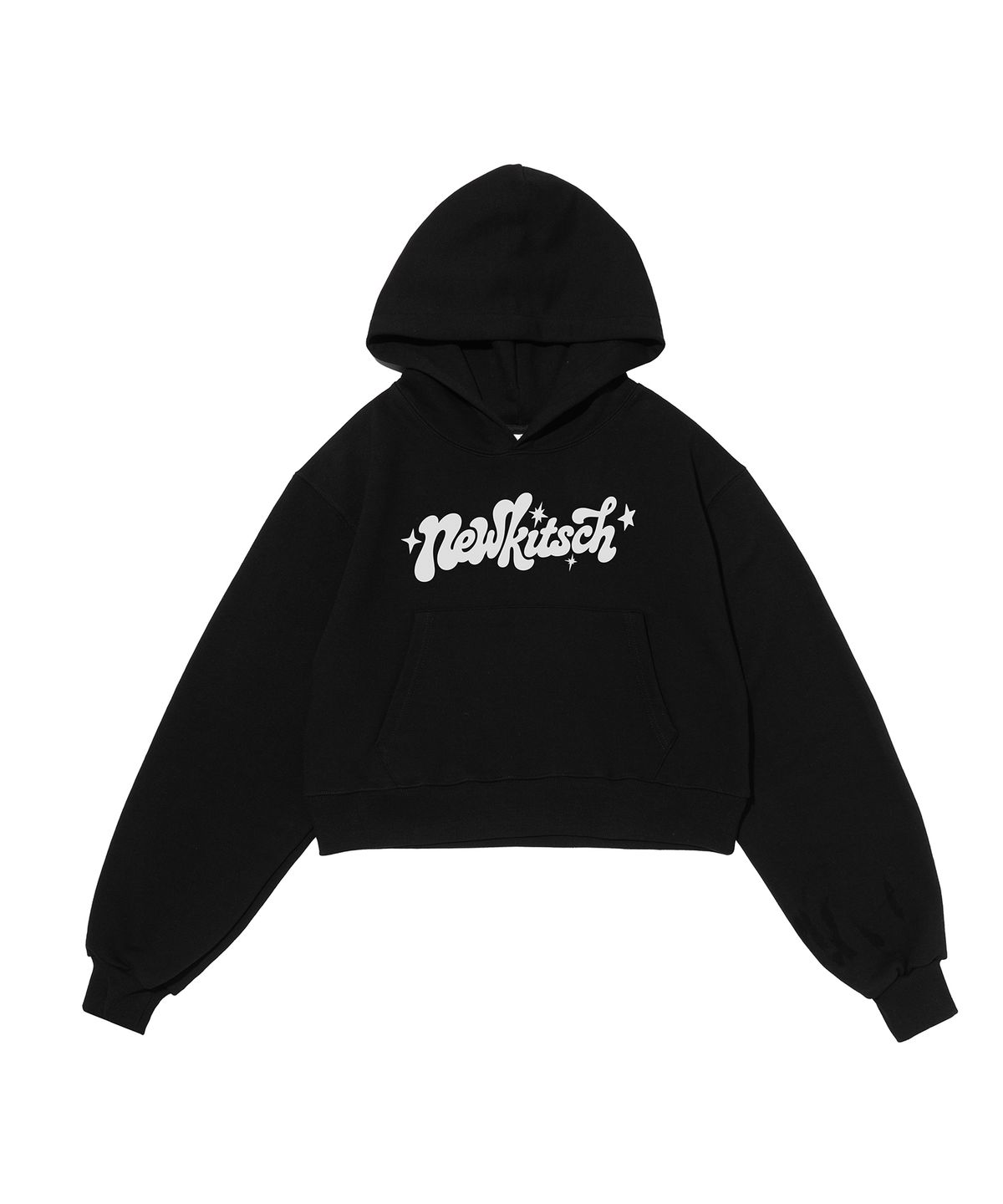 뉴키치(NEWKITSCH) NEW STAR LOGO CROP HOOD (BLACK)