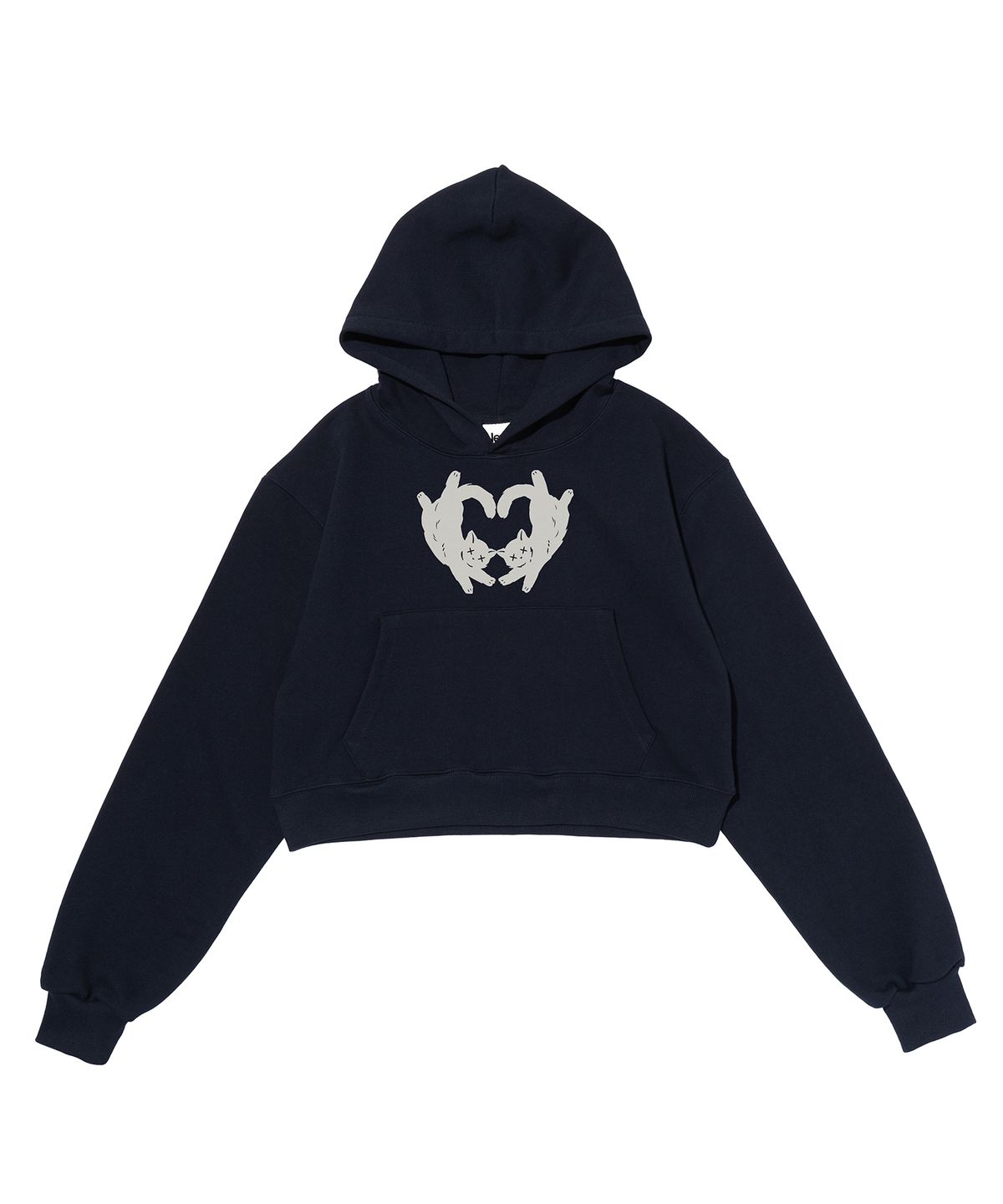 뉴키치(NEWKITSCH) DOUBLE CAT CROP HOOD (NAVY)