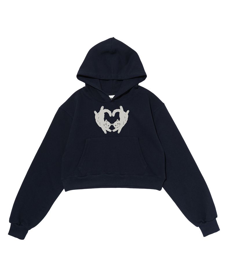 DOUBLE CAT CROP HOOD (NAVY)