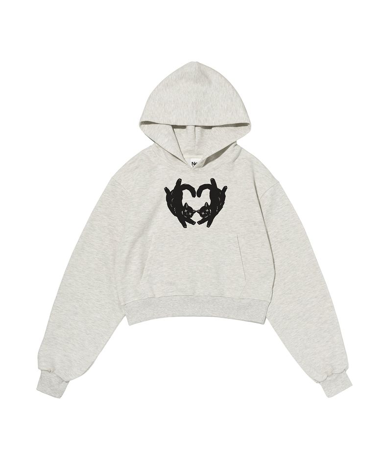 DOUBLE CAT CROP HOOD (OATMEAL)