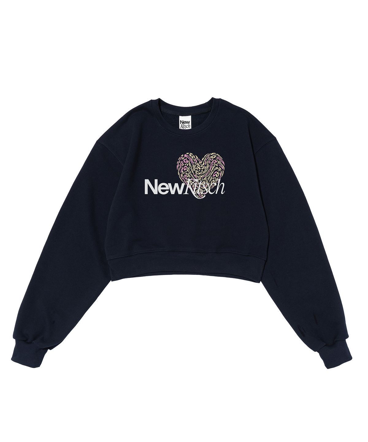 뉴키치(NEWKITSCH) LEO HEART CROP SWEATSHIRTS (NAVY)
