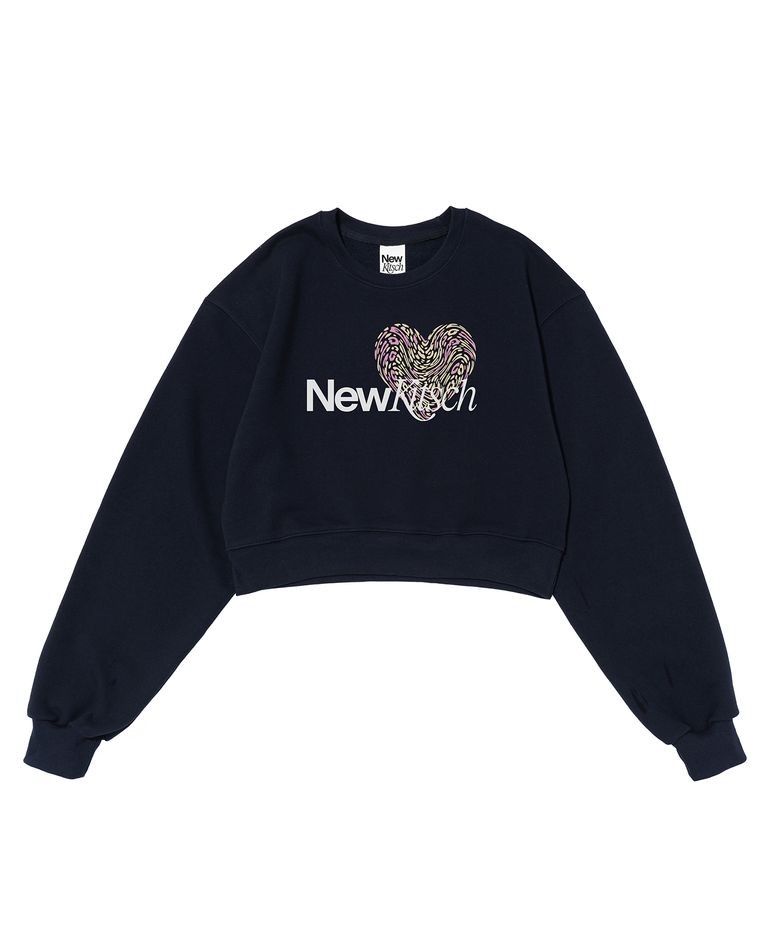 LEO HEART CROP SWEATSHIRTS (NAVY)