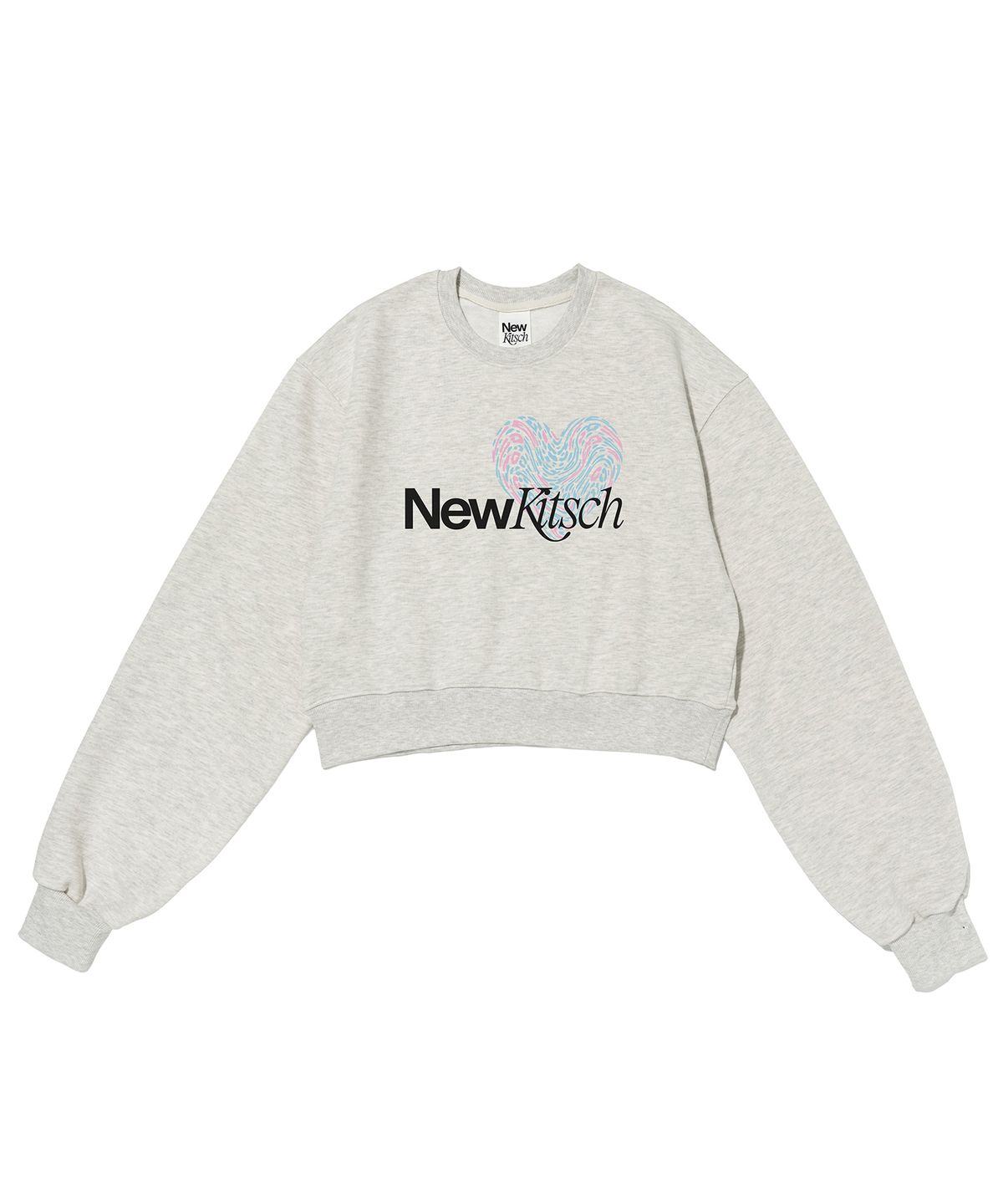 뉴키치(NEWKITSCH) LEO HEART CROP SWEATSHIRTS (OATMEAL)