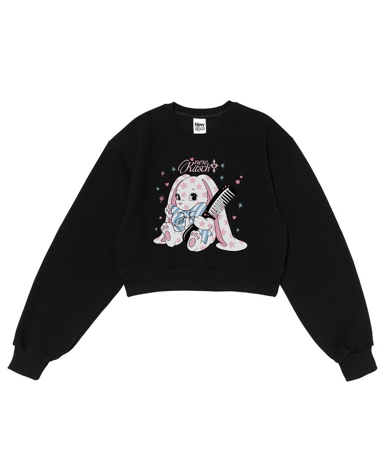 COMB BUNNY CROP SWEATSHIRTS (BLACK)
