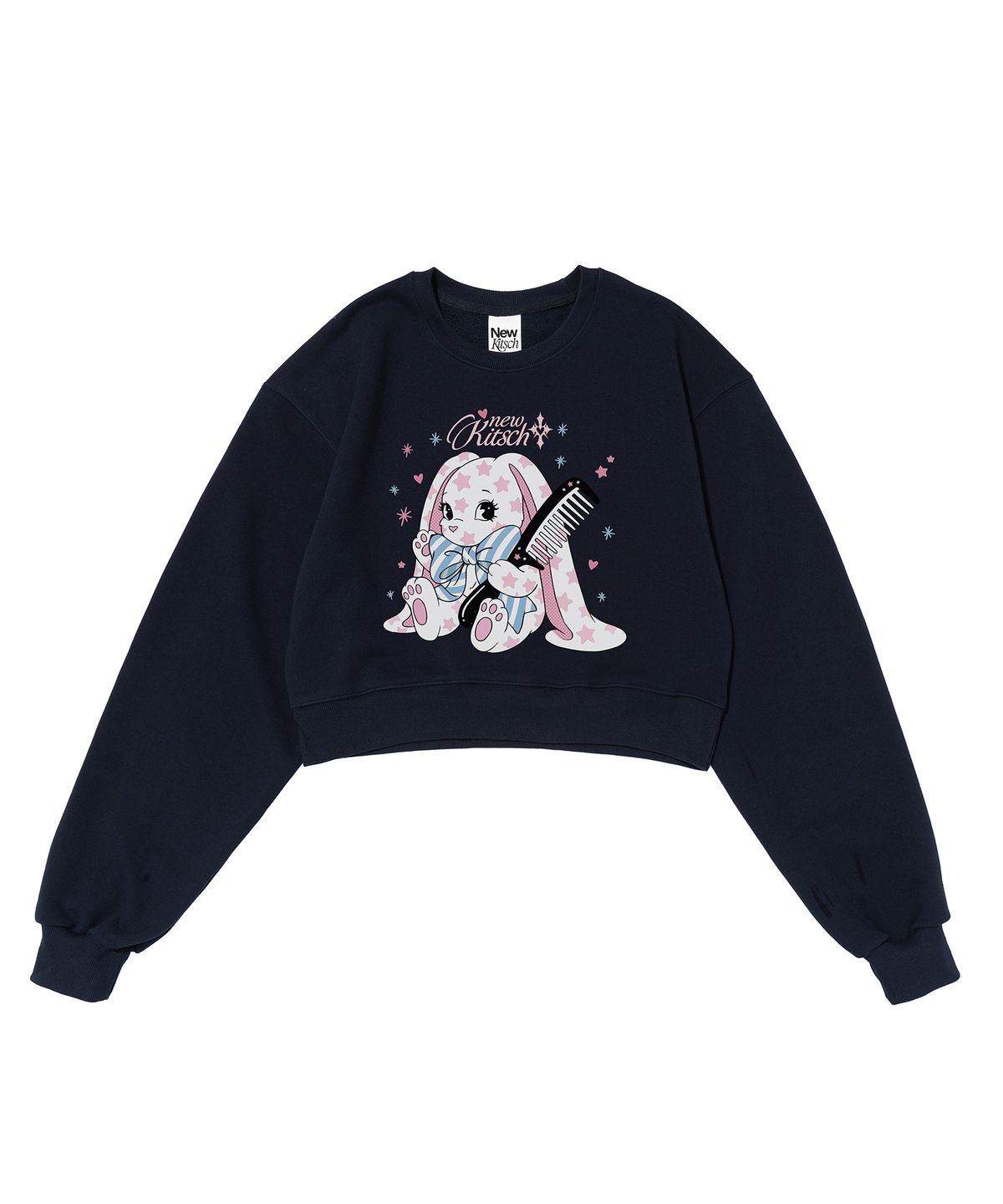 뉴키치(NEWKITSCH) COMB BUNNY CROP SWEATSHIRTS (NAVY)