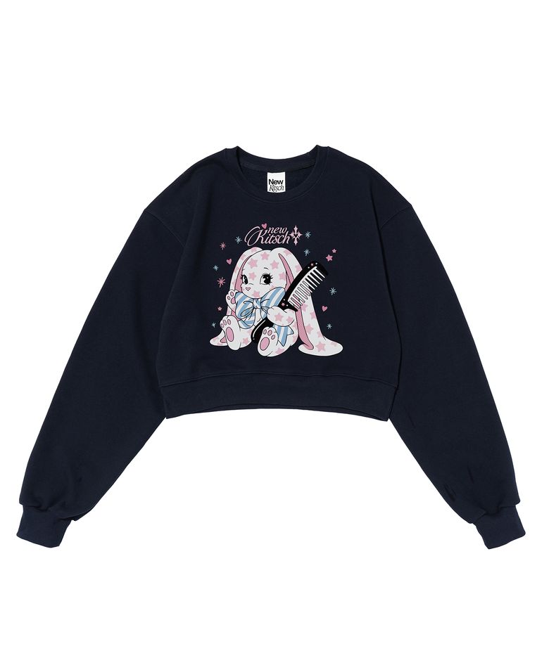 COMB BUNNY CROP SWEATSHIRTS (NAVY)