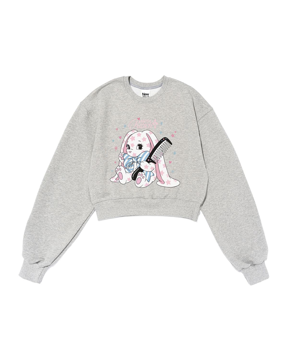 뉴키치(NEWKITSCH) COMB BUNNY CROP SWEATSHIRTS (MELANGE)