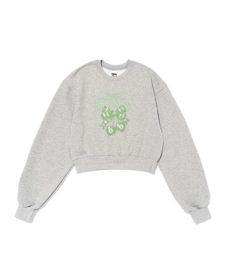 RIBBON CHERRY CROP SWEATSHIRTS (MELANGE)