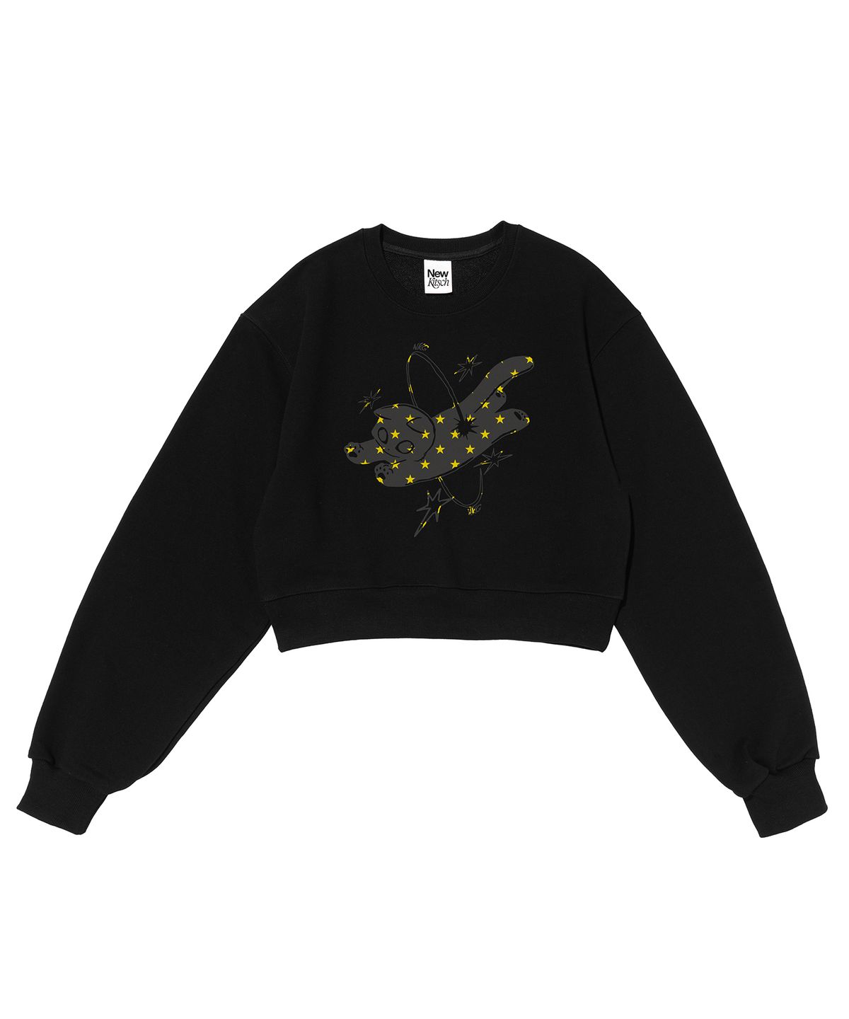 뉴키치(NEWKITSCH) DREAM CAT CROP SWEATSHIRTS (BLACK)