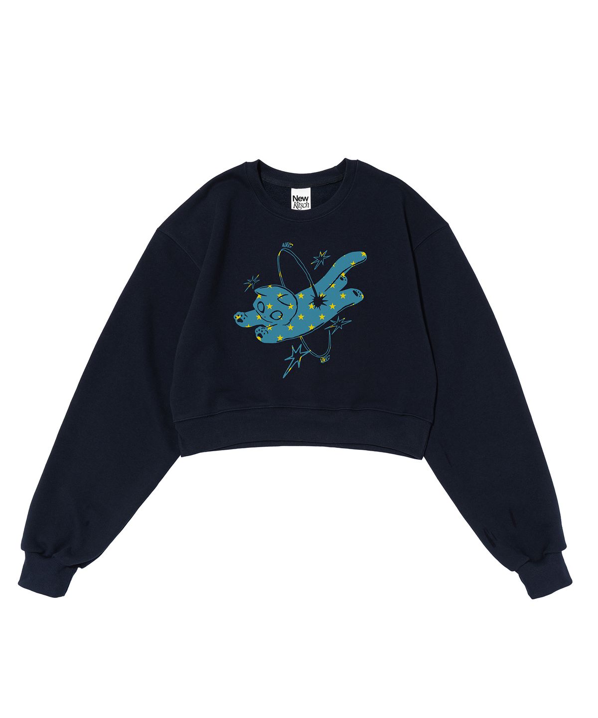 뉴키치(NEWKITSCH) DREAM CAT CROP SWEATSHIRTS (NAVY)