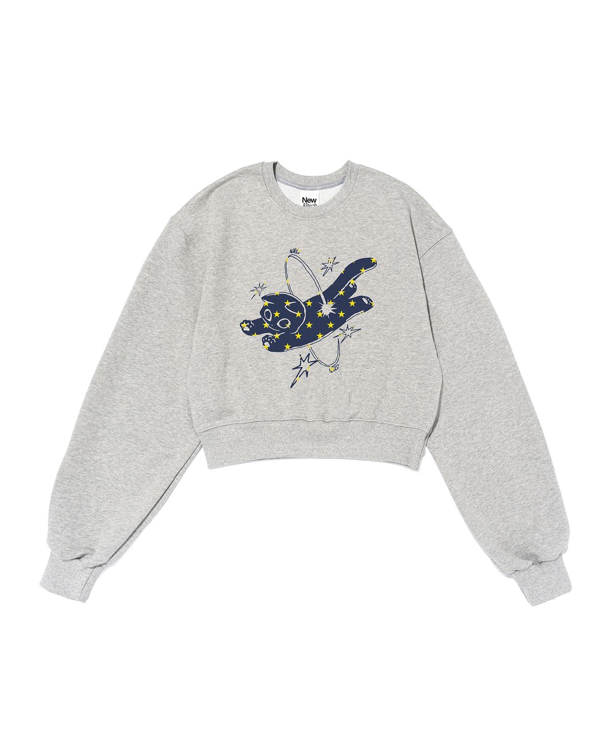 뉴키치(NEWKITSCH) DREAM CAT CROP SWEATSHIRTS (MELANGE)