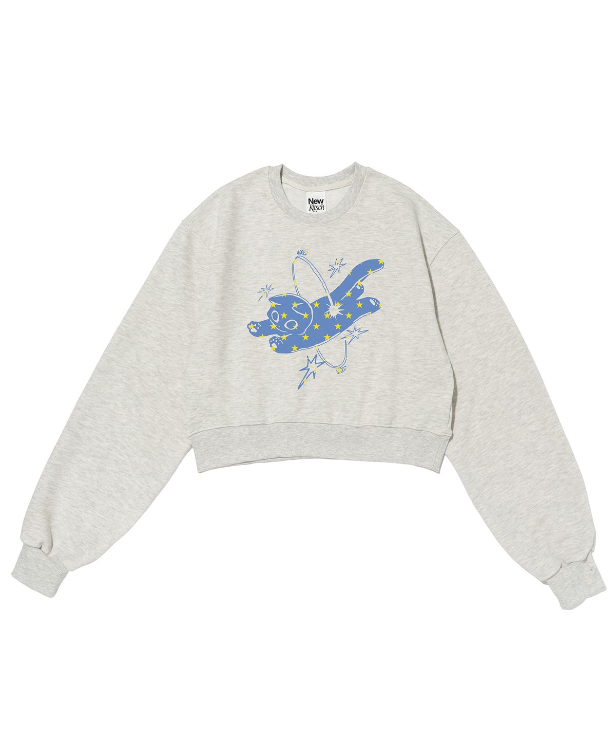 뉴키치(NEWKITSCH) DREAM CAT CROP SWEATSHIRTS (OATMEAL)
