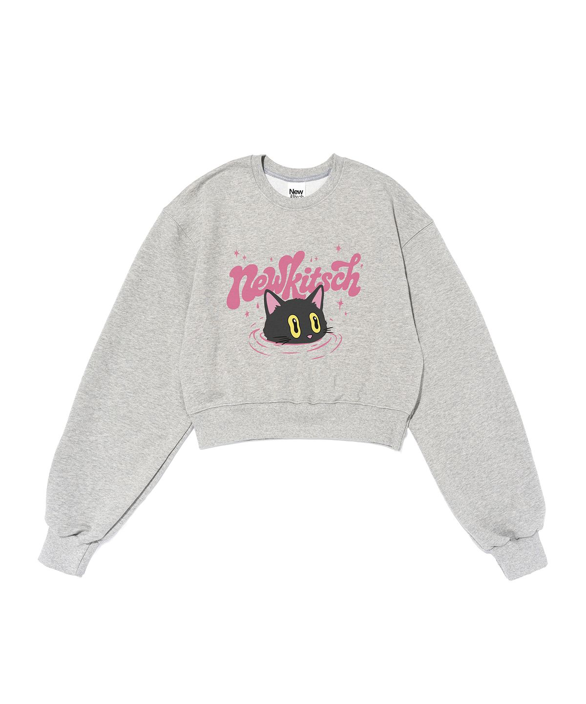 뉴키치(NEWKITSCH) UNDER CAT CROP SWEATSHIRTS (MELANGE)