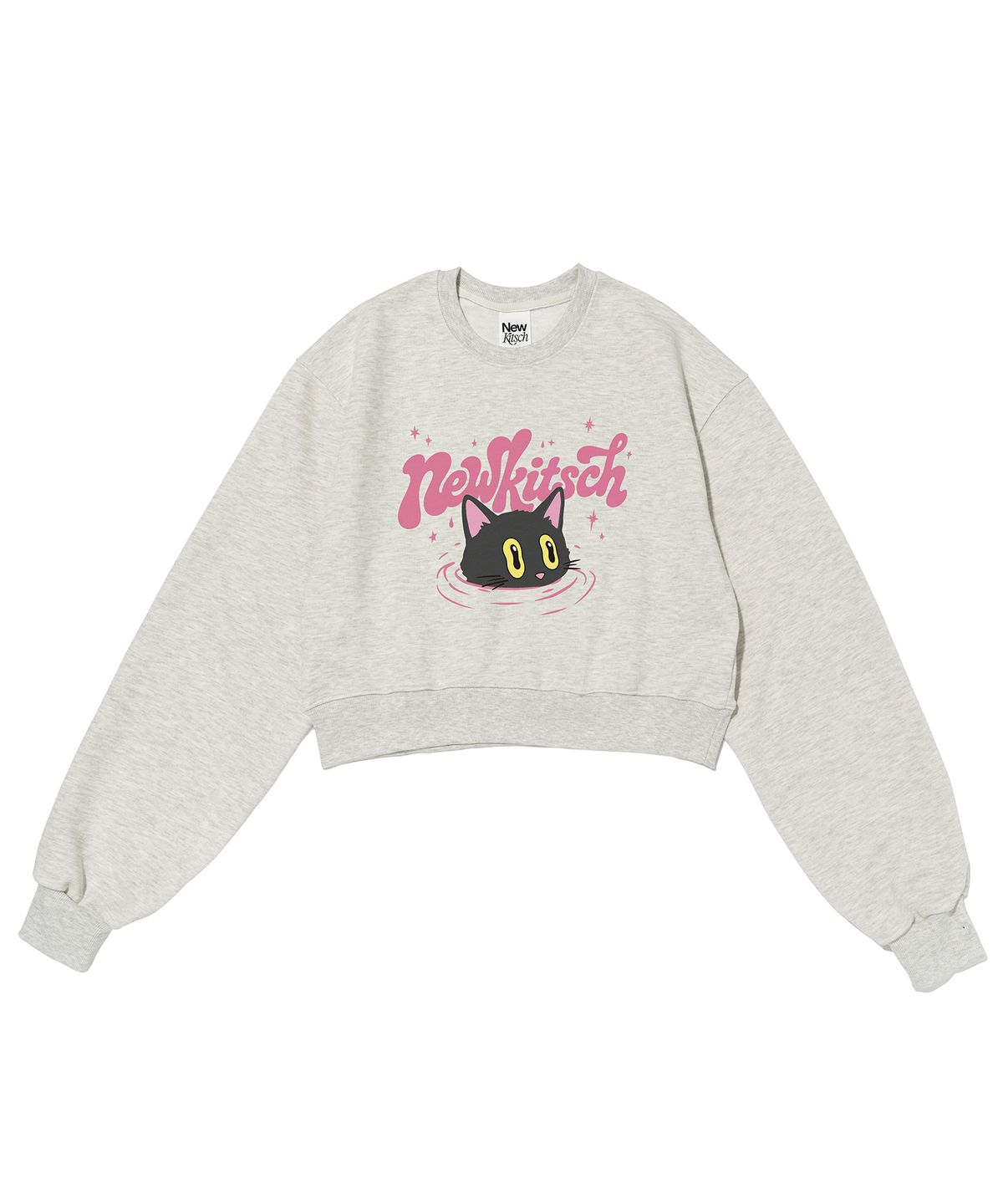 뉴키치(NEWKITSCH) UNDER CAT CROP SWEATSHIRTS (OATMEAL)