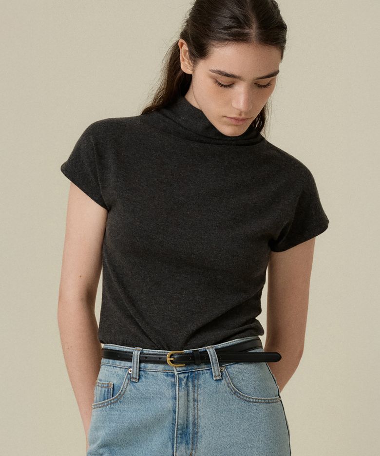 VELI COWL NECK TEE_CHARCOAL
