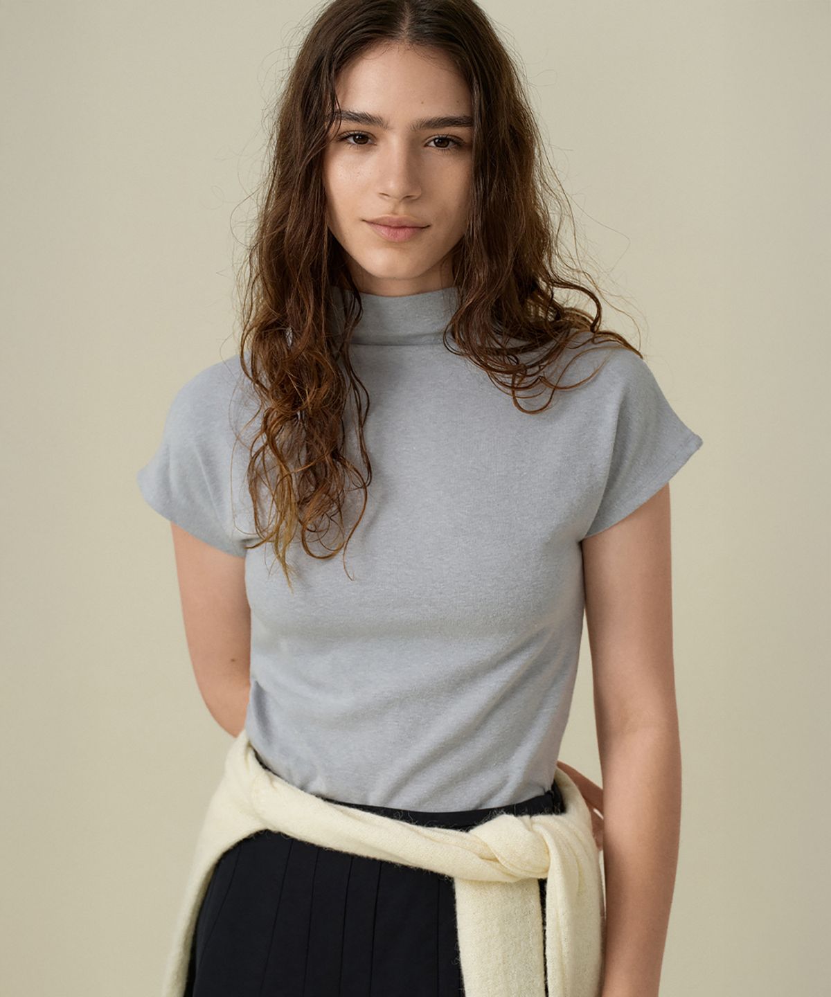 망고매니플리즈(MANGO MANY PLEASE) VELI COWL NECK TEE_SKY BLUE