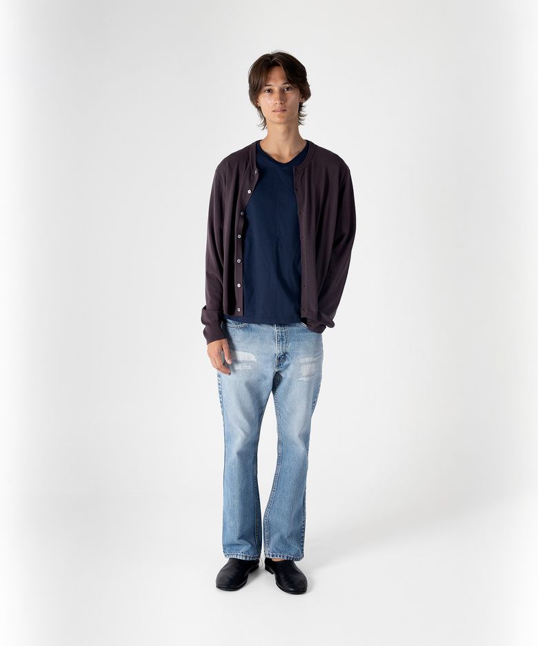 Basic Round Neck Cardigan (Brown)