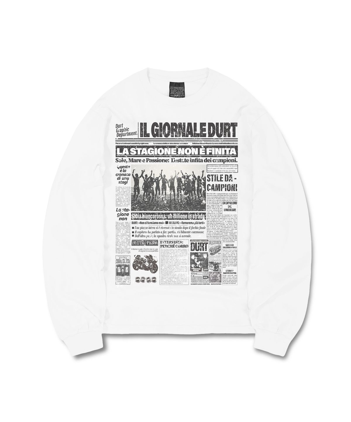 더트(DURT) NEWSPAPER LONG SLEEVE TEE (WHITE)