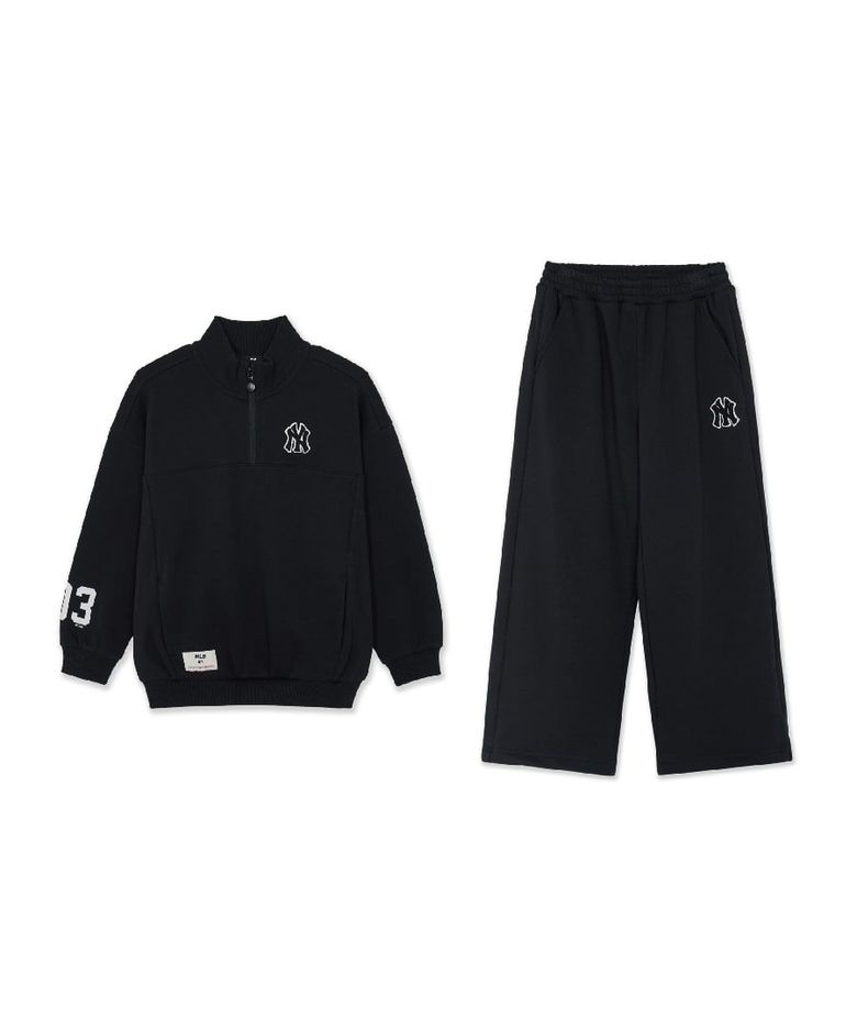 스포티브 시그니처 반집업 기모 맨투맨 세트 NY (Black)