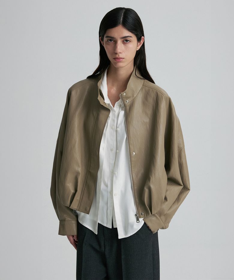 LEATHER BLOUSON JACKET HAZELNUTS