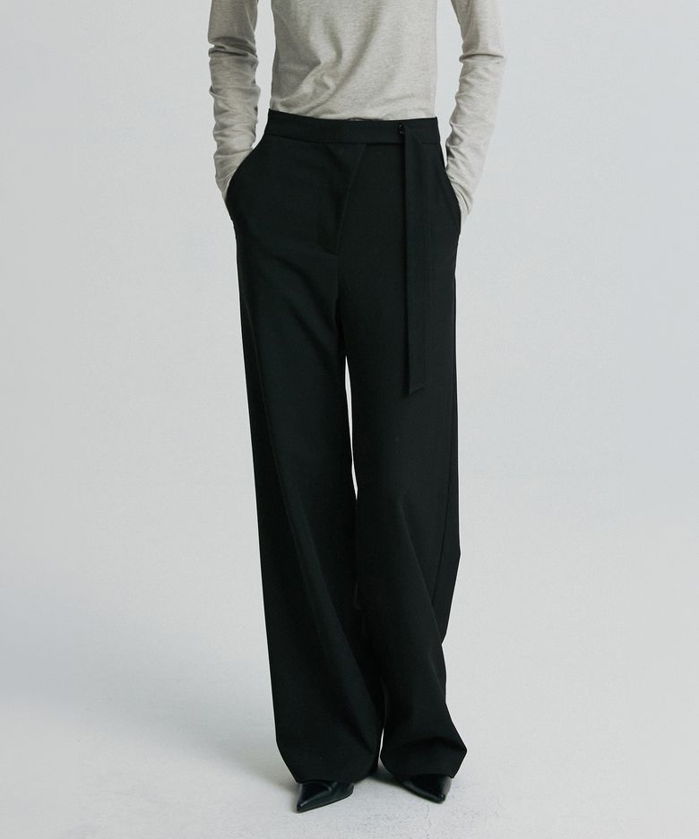 ASYMMETRIC ZIP TROUSERS BLACK
