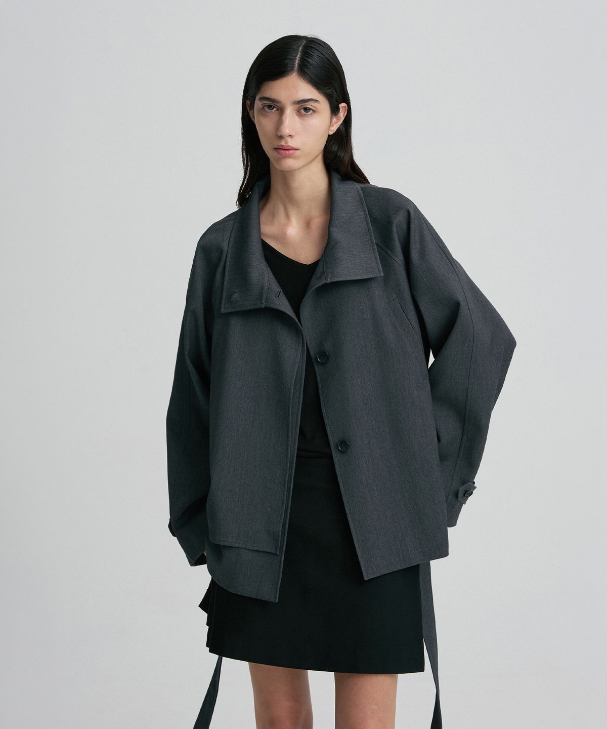 리이(RE RHEE) WOOL-SILK BLEND TRENCH COAT