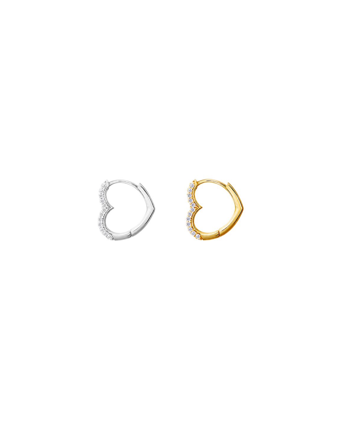 바이브나인(Vibe9) V9 Essential 06 Crystal Heart Hoop Earrings