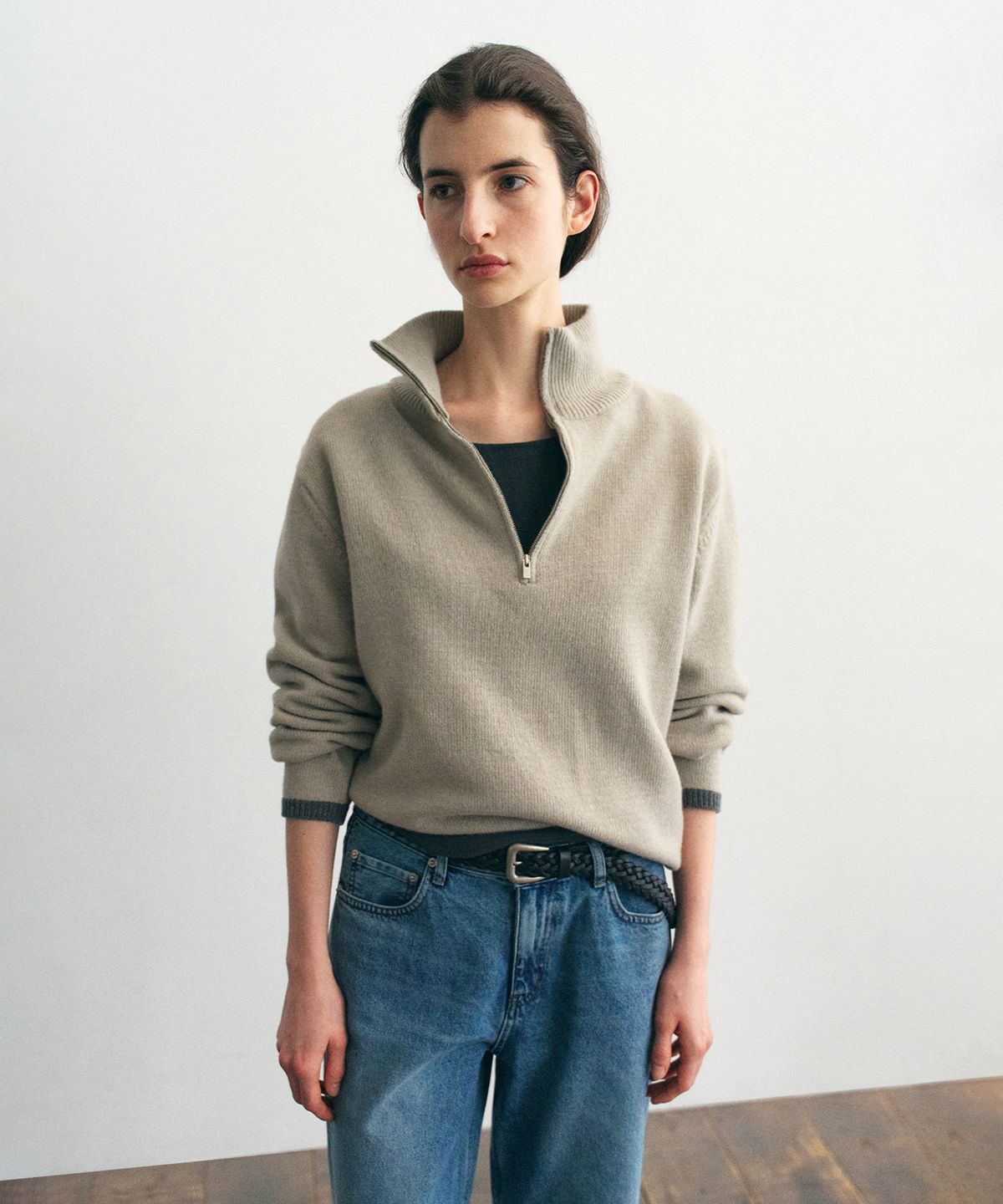 더 릴(THE LILLE) Vera Half-Zip Knit_Ash Beige