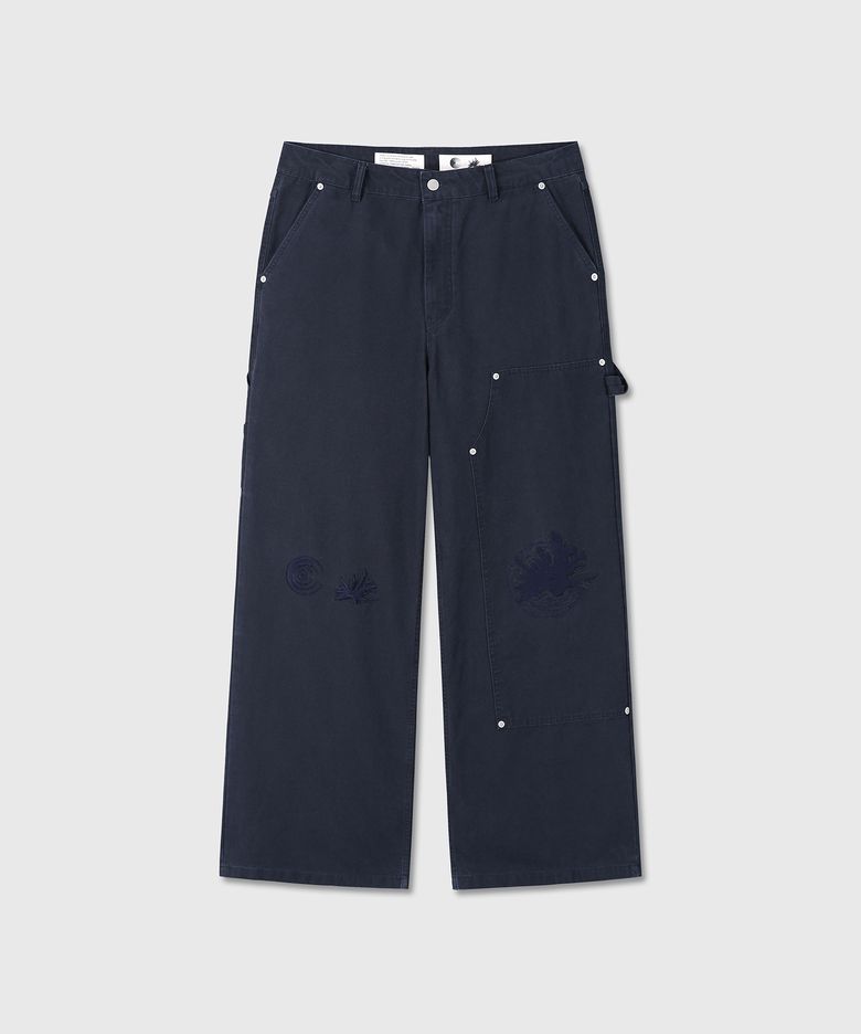 [DIVEIN X DAMONS YEAR] HALF DOUBLE KNEE OXFORD PANTS (NAVY)
