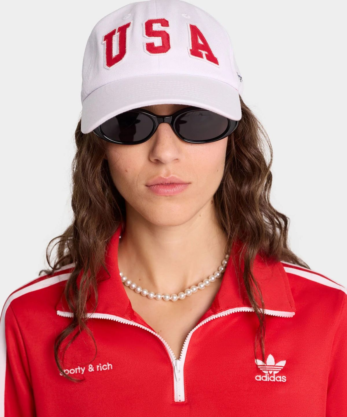 스포티앤리치(SPORTY&RICH) USA 캡 - 화이트/레드 R255AIH108