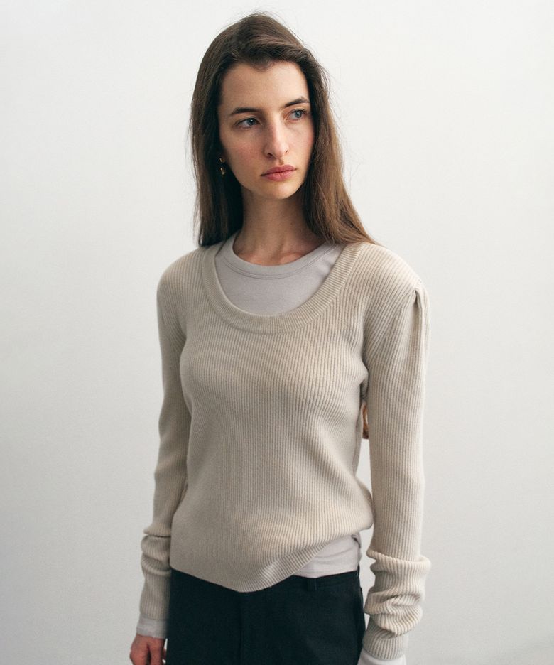 Loren Puff Sleeve Knit_Light Beige