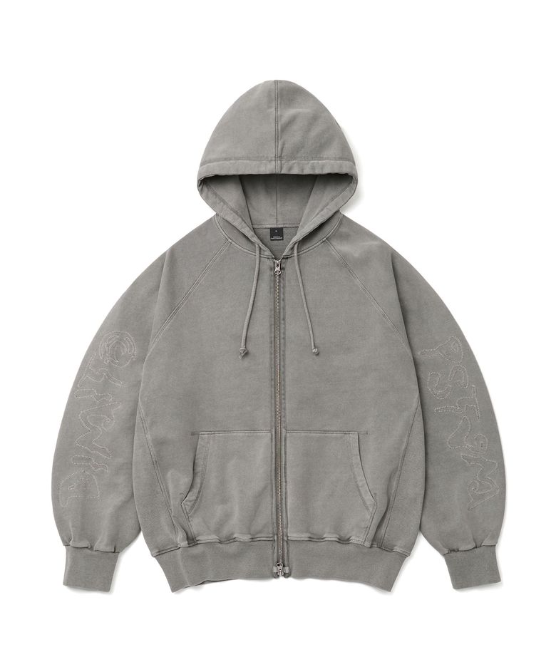 OVERLOCK ZIP-UP GD HOODIE WASHED GREY
