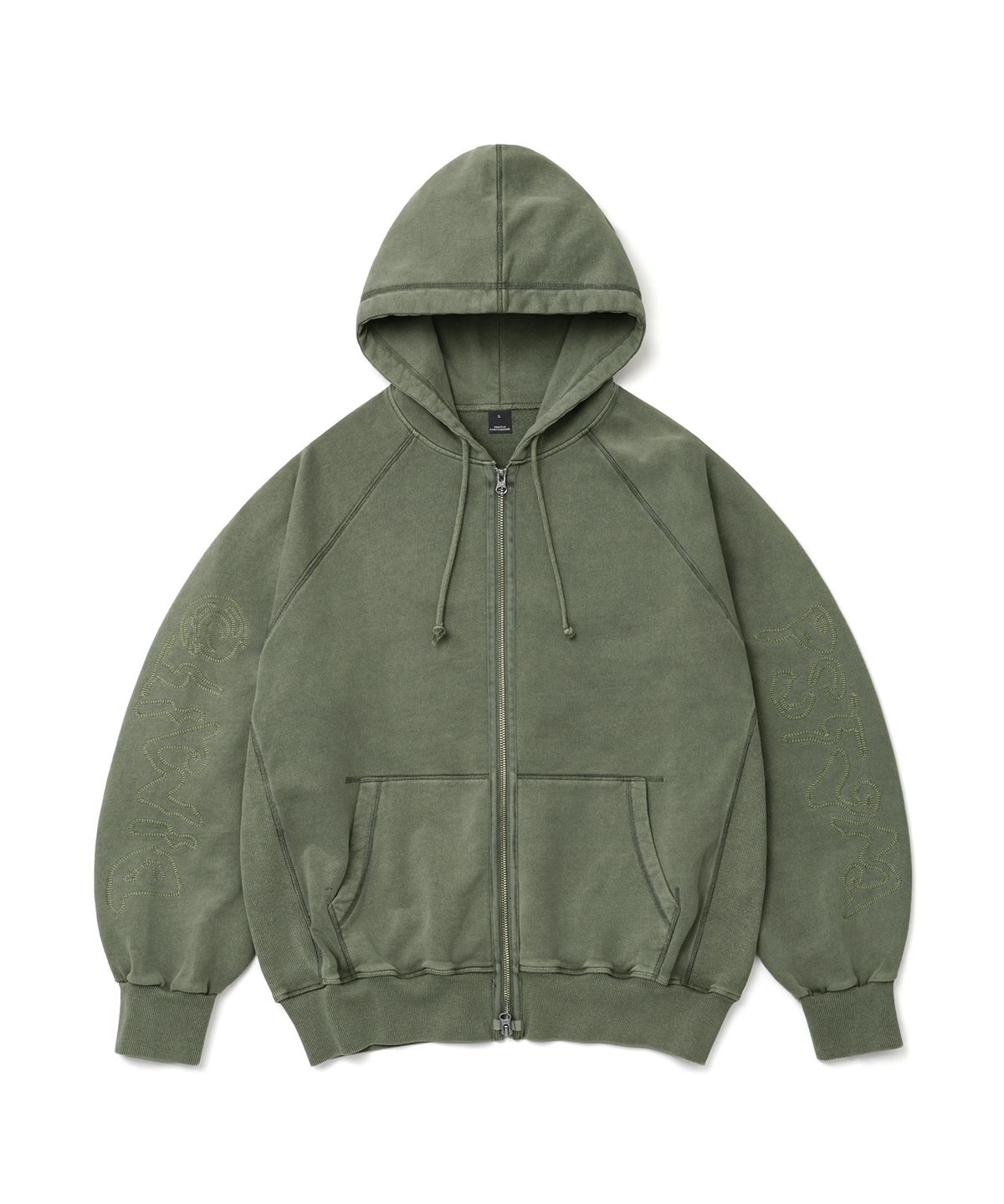 디미토(DIMITO) OVERLOCK ZIP-UP GD HOODIE WASHED KHAKI