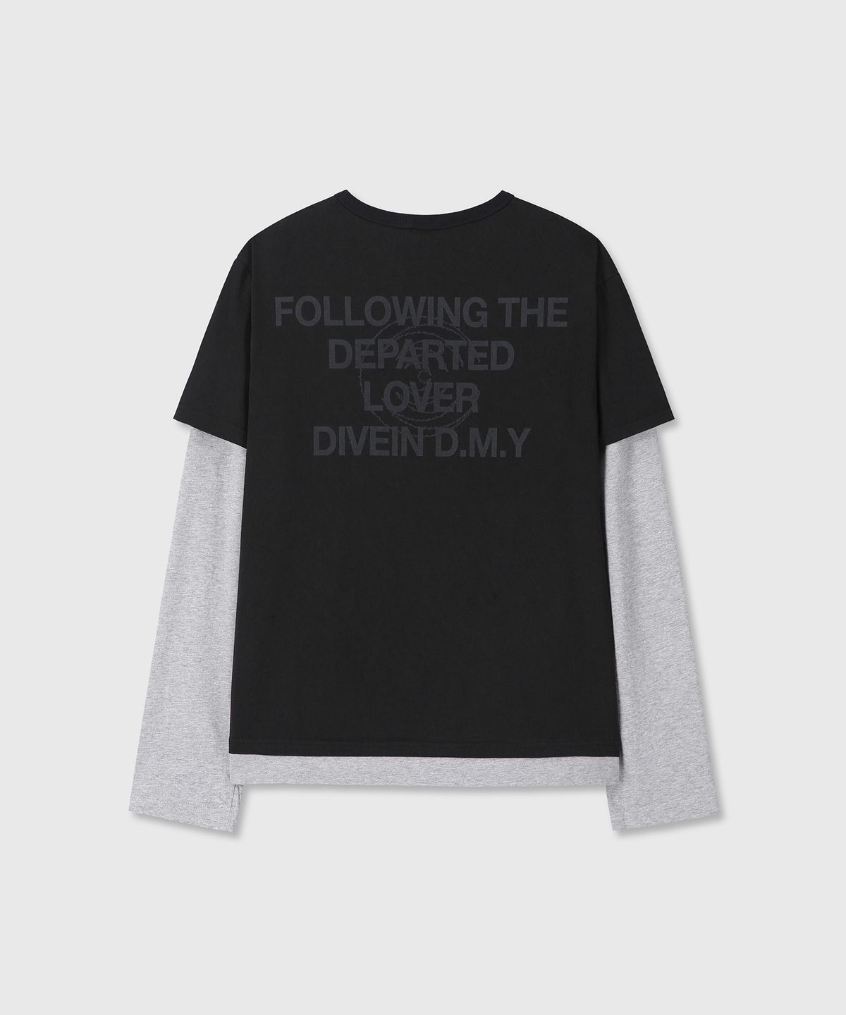 다이브인(DIVEIN) [DIVEIN X DAMONS YEAR] GRAPHIC LAYERED LONG SLEEVE (BLACK / MELANGE)