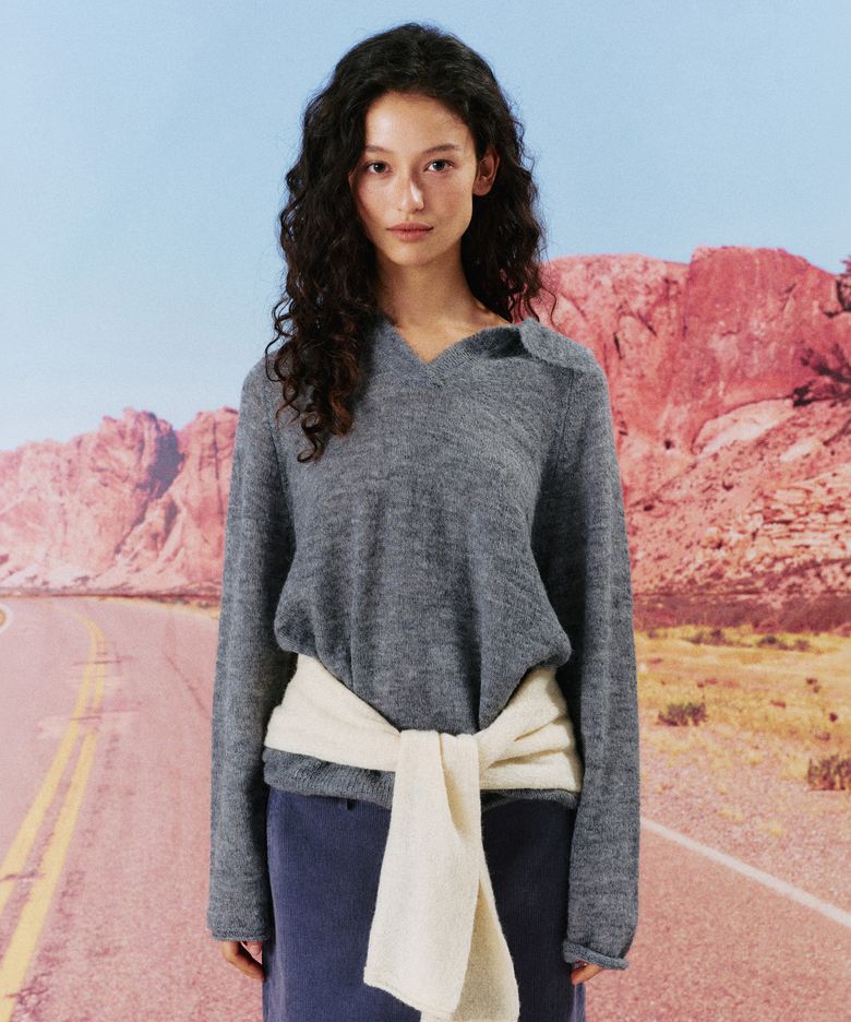 PACA COLLAR KNIT_MELANGE GREY