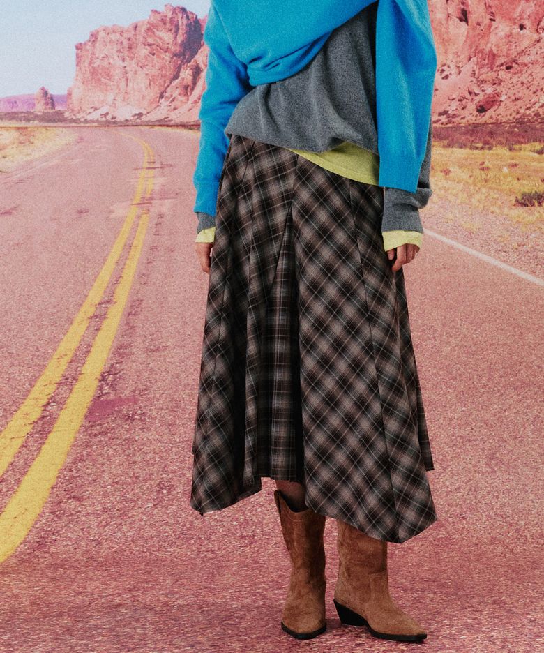 DINDEE FLARE SKIRT_BROWN