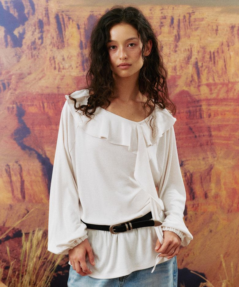 YUL FRILL TEE_CREAM