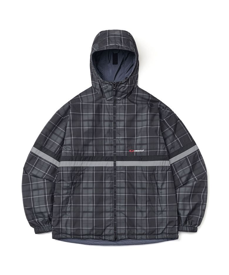 REVERSIBLE WIND JACKET NAVY CHECK