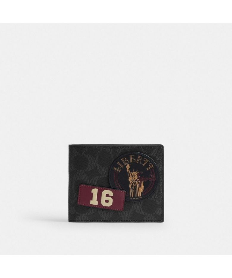 쓰리인원 월릿 위드 스티커 인 시그니처 업크래프티드레더 CFX44 OY2