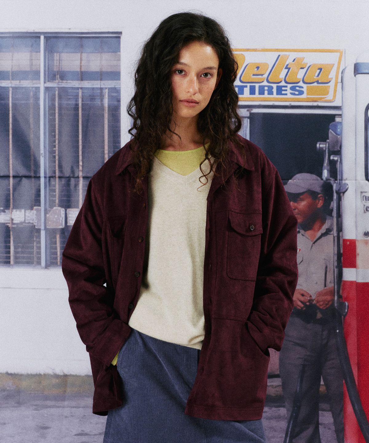 망고매니플리즈(MANGO MANY PLEASE) ROAD SUEDE JACKET_BURGUNDY
