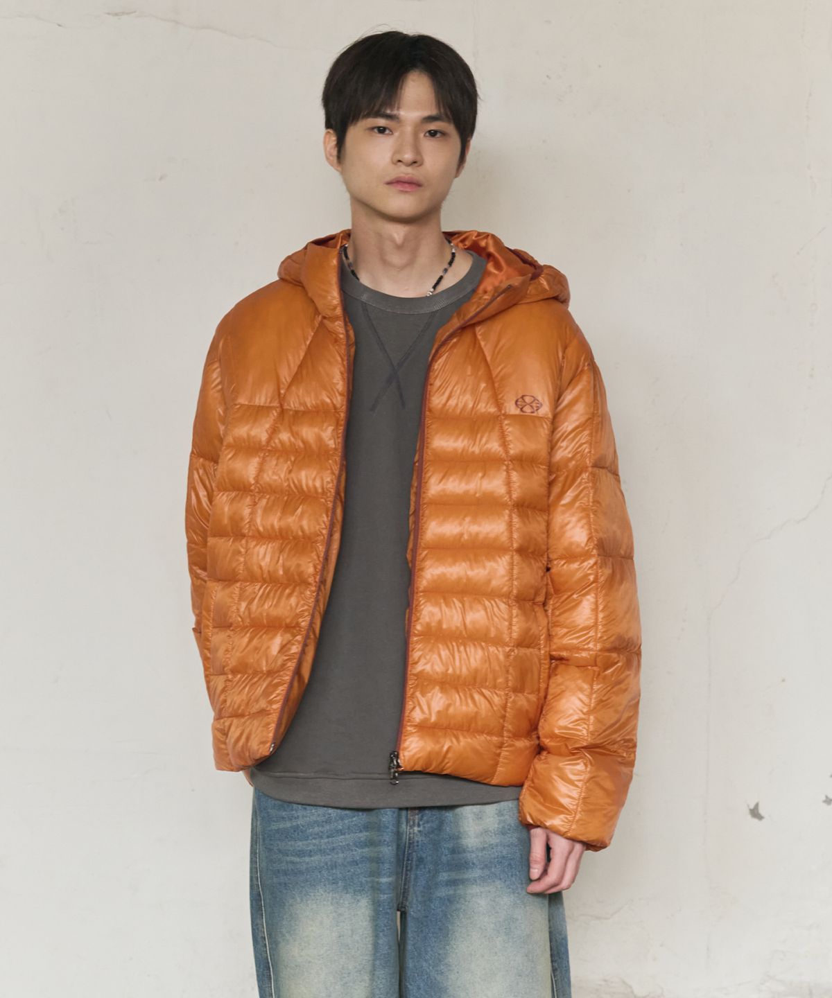 논타입(NONTYPE) HOODIE LIGHT QUILTED JACKET (ORANGE)