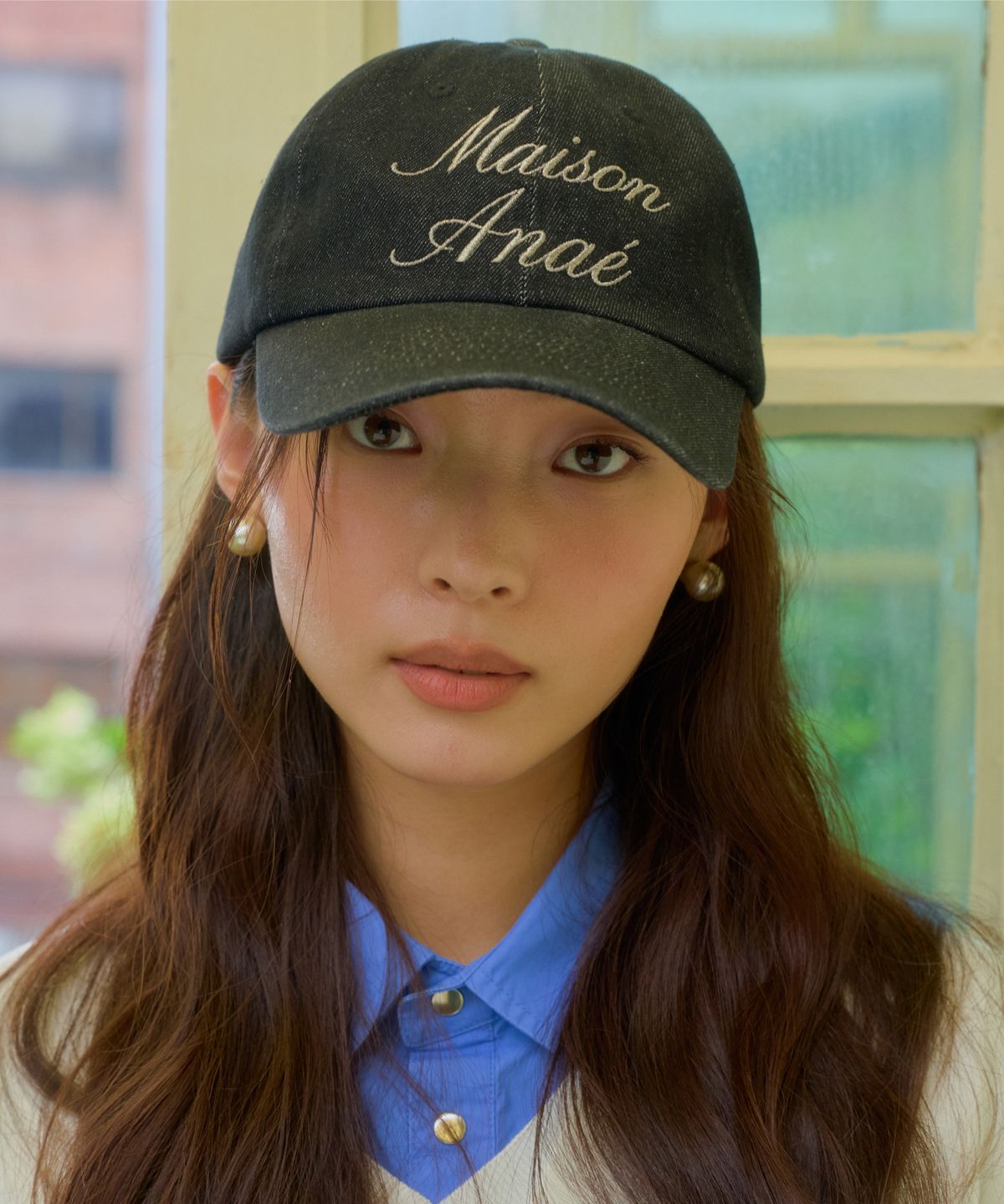 아나에(ANAE) SCRIPT DENIM CAP BLACK
