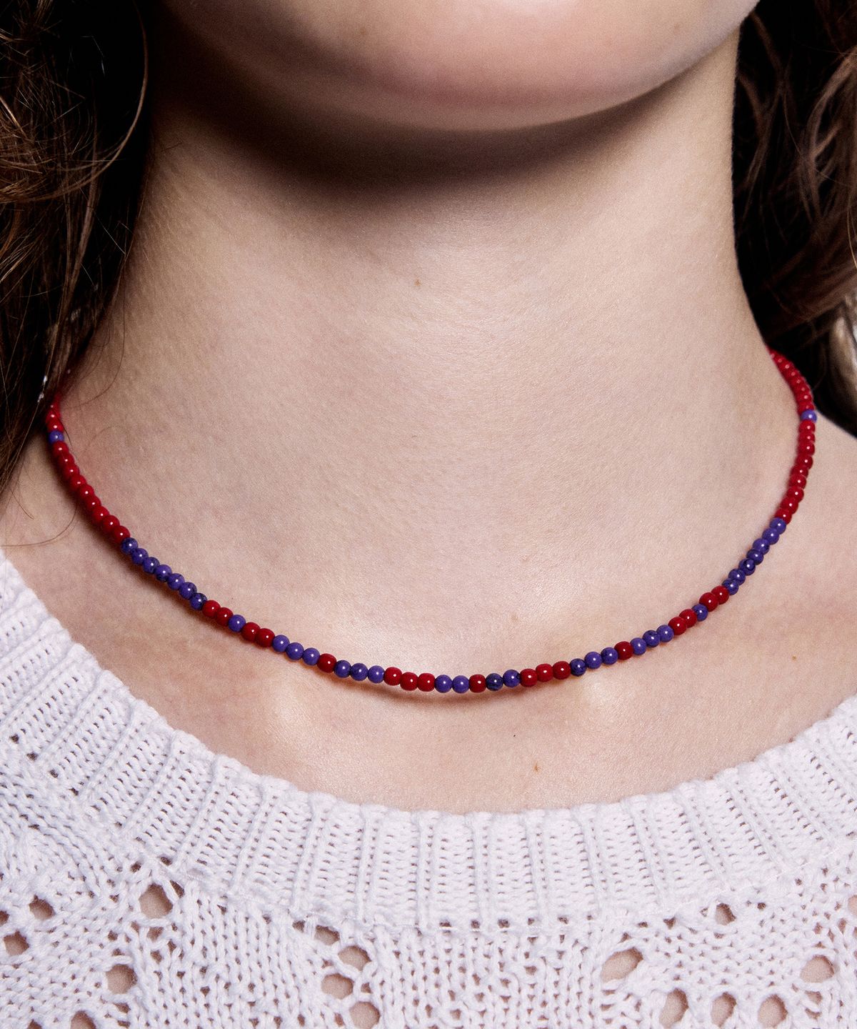 엔프프(NFF) tart beads necklace-red purple