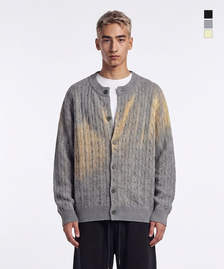 케이블 라운드넥 니트 가디건 3컬러 FW6015