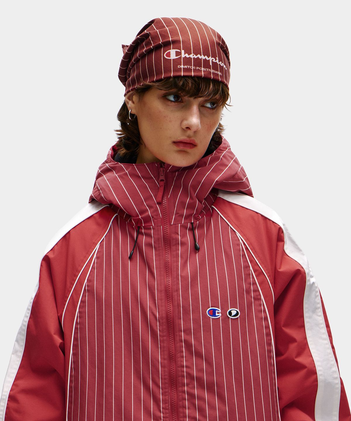 디미토(DIMITO) [CHAMPION x DIMITO] SCRIPT LOGO BANDANA STRIPE RED
