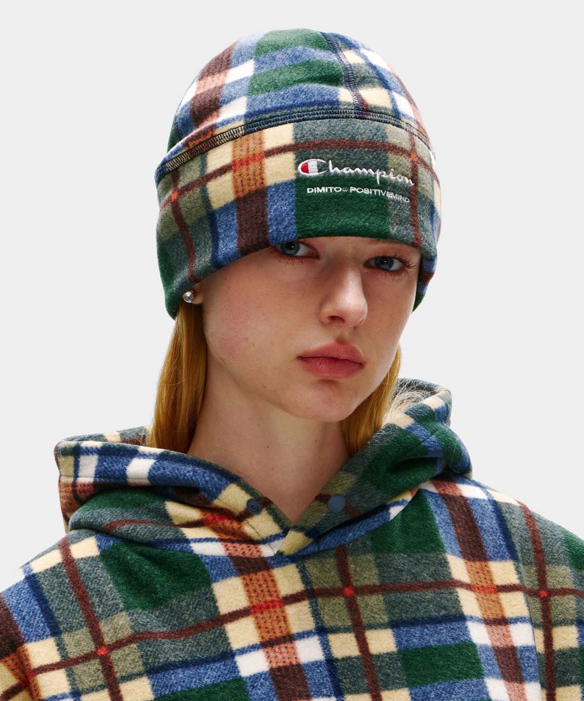디미토(DIMITO) [CHAMPION x DIMITO] SCRIPT FLEECE BEANIE RETRO CHECK