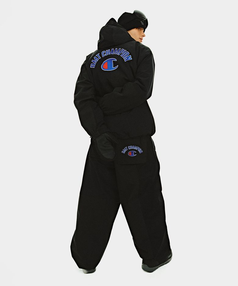 [CHAMPION x DIMITO] C-LOGO COLLEGE PATCHWORK PANTS (WIDE FIT LV.2) BLACK MIX
